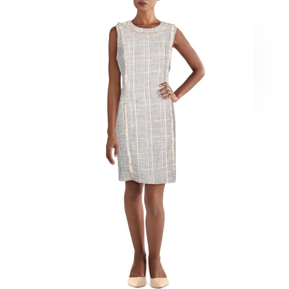 Karl Lagerfeld Paris Women’s Vintage Tweed Fringe Sheath Dress